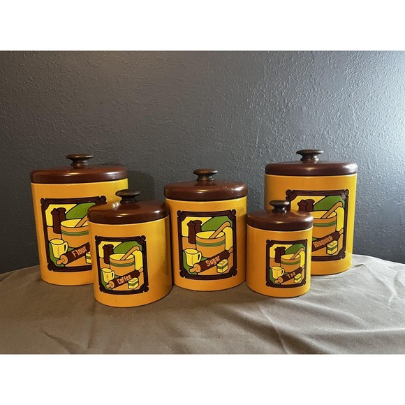 VINTAGE MCM RANSBURG CANISTER BISQUICK RETRO SET OF 5